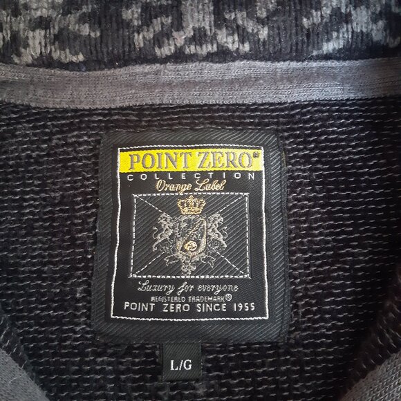 Point Zero SZ L Black Chenille Men's Quarter Zip Sweater - Picture 4 of 15